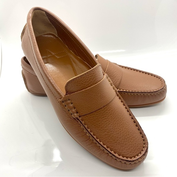 Aquatalia Shoes - KACEY Tumbled Leather Loafers Cognac Tan